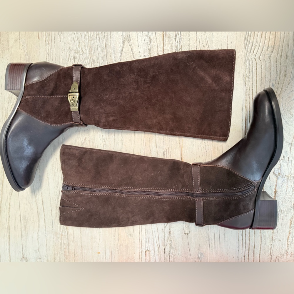 Etienne Aigner Brown Knee-High suede and leather Women's Boots size 6 New - Picture 7 of 14
